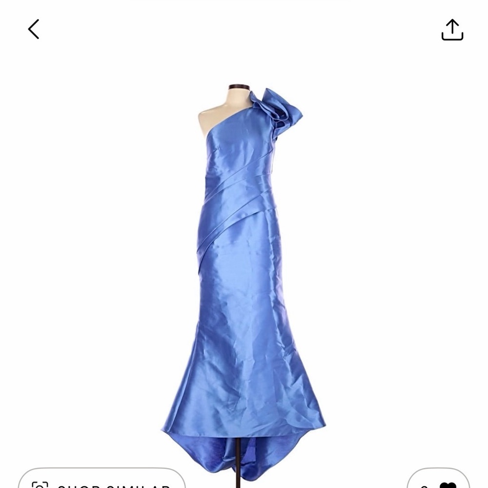 One-Shoulder Lavender Evening Gown with Floral Shoulder Detail - Picture 3 of 5